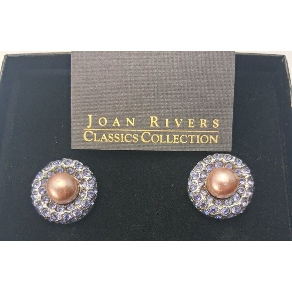 Joan Rivers Classics Collection Faux Pearl Lavender Crystal Clip-On Earrings